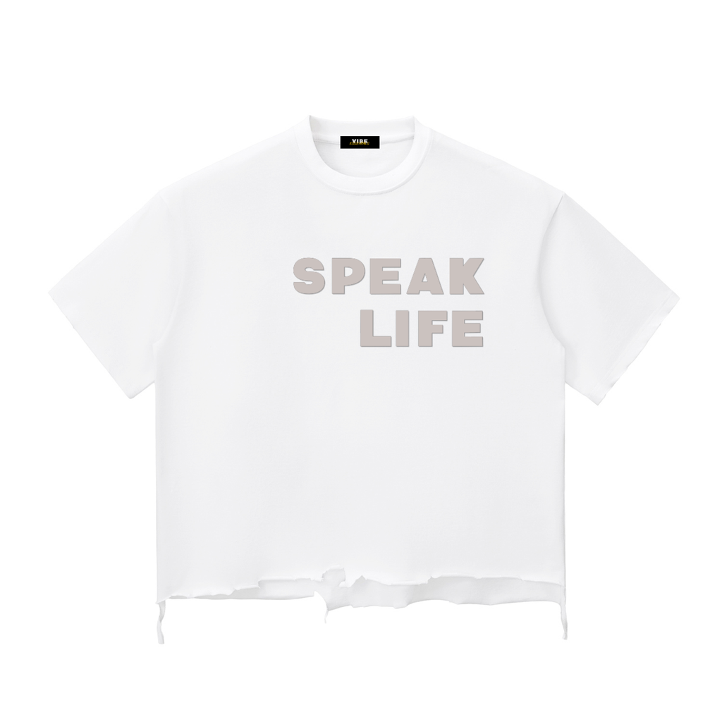 Speak Life - Snow Wash Raw-Hem Boxy T-shirt