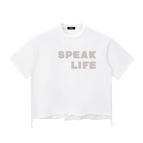 Speak Life - Snow Wash Raw-Hem Boxy T-shirt