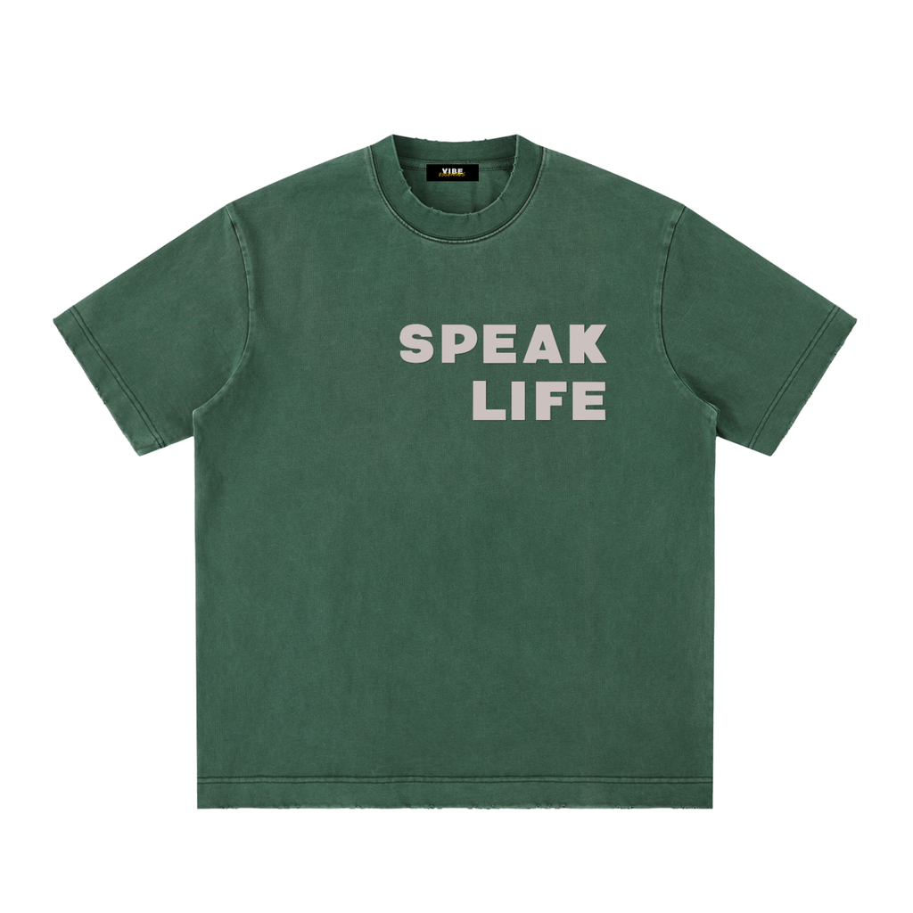 Speak Life - Heavyweight Vintage Washed Frayed T-Shirt