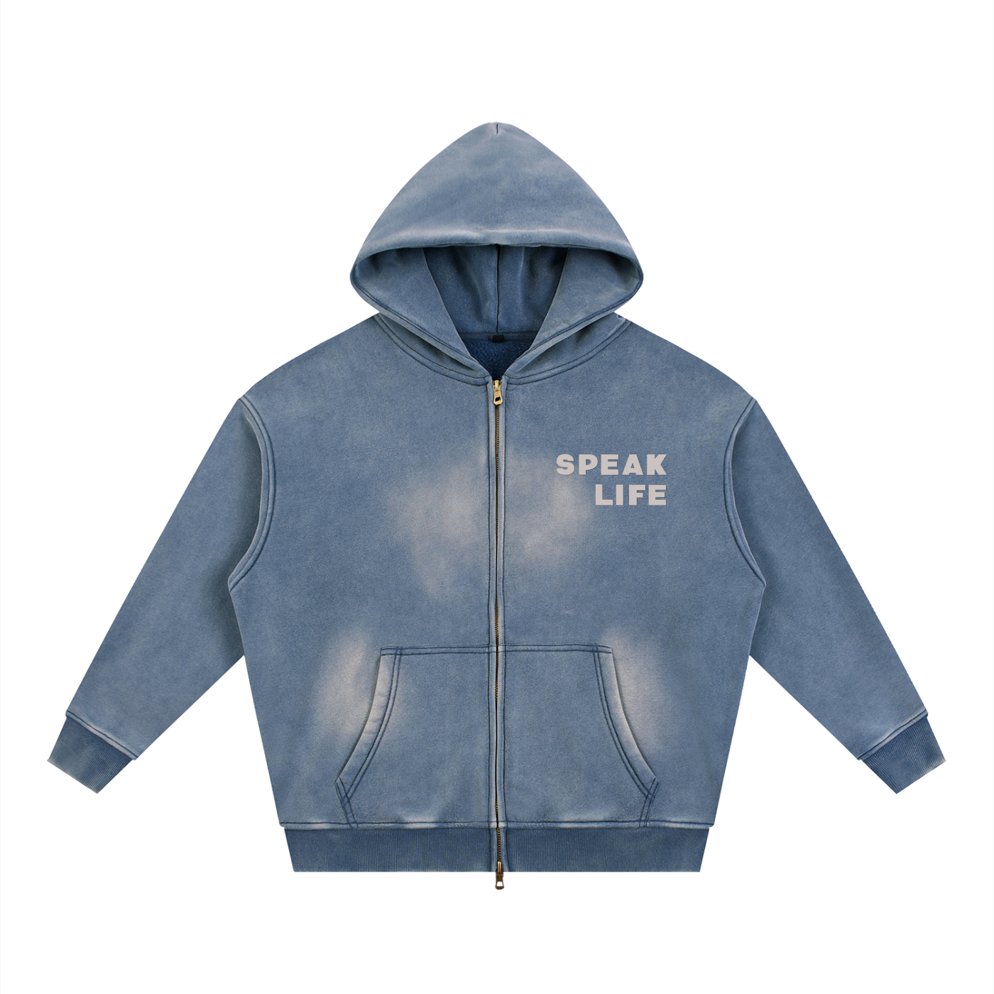 Speak Life - Sunfade Two-way Zipper Boxy Fleece Hoodie