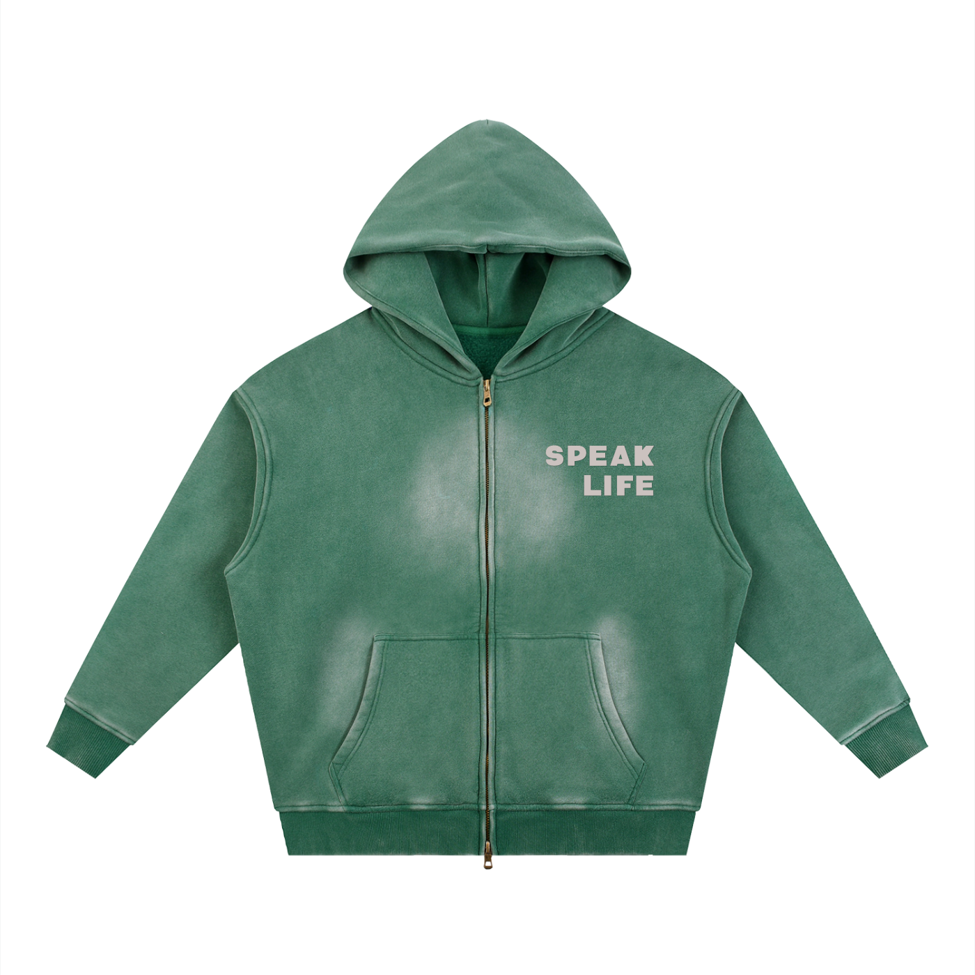 Speak Life - Sunfade Two-way Zipper Boxy Fleece Hoodie