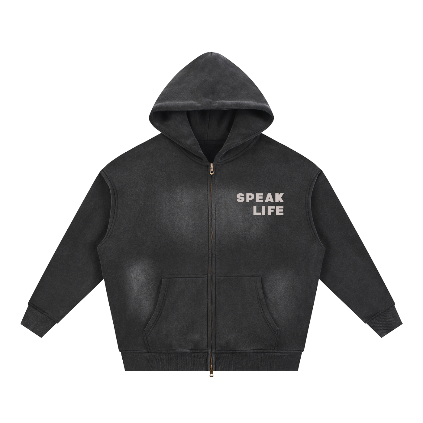 Speak Life - Sunfade Two-way Zipper Boxy Fleece Hoodie