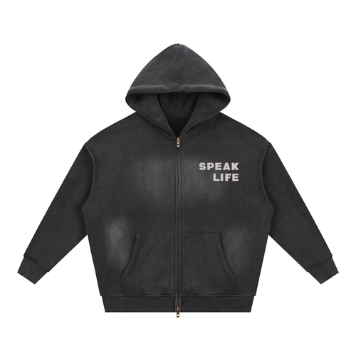 Speak Life - Sunfade Two-way Zipper Boxy Fleece Hoodie