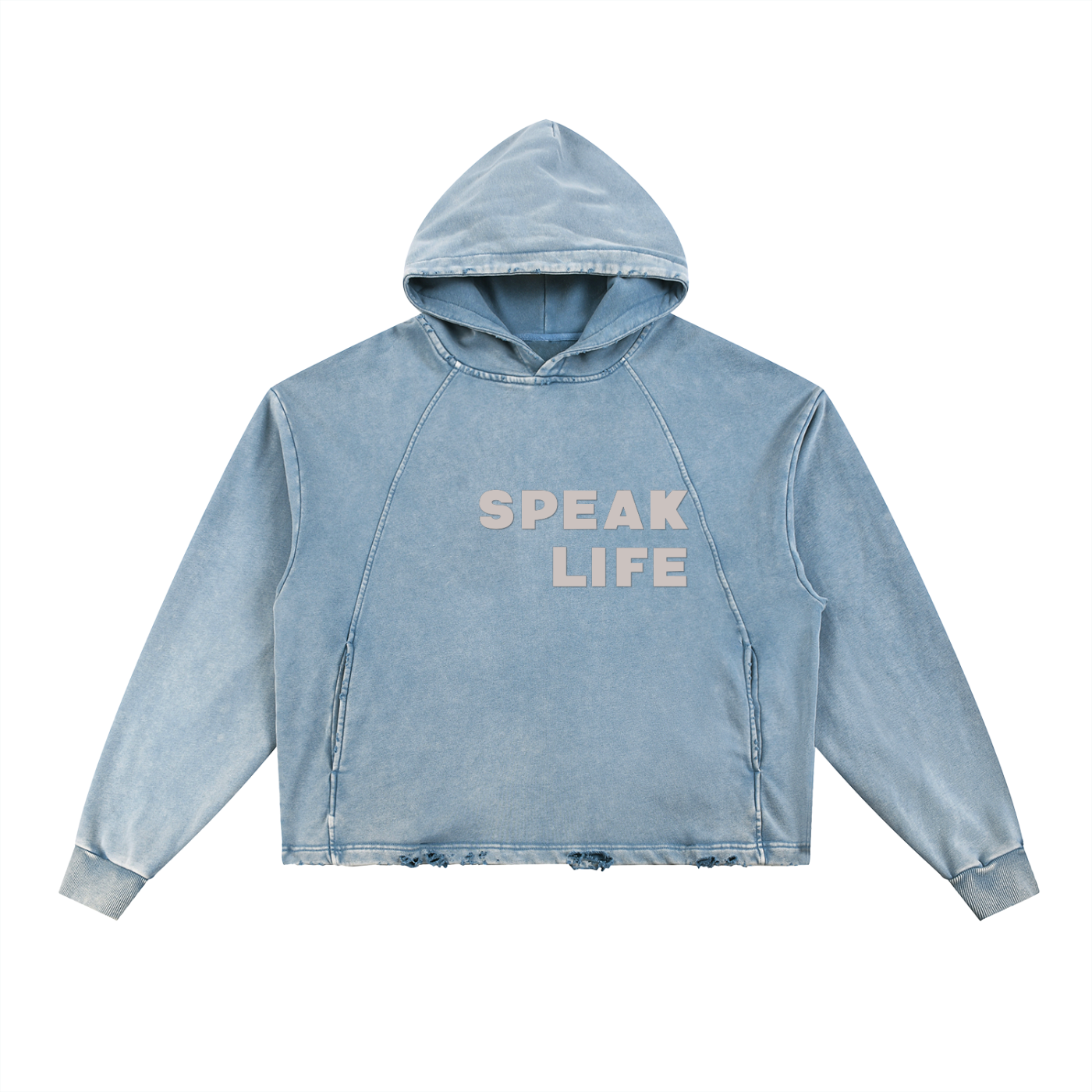 Speak Life - Vintage Washed Frayed-Hem Hoodie