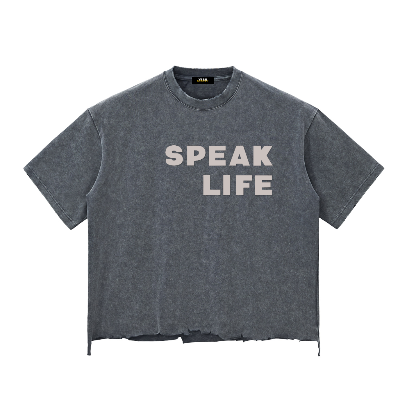 Speak Life - Snow Wash Raw-Hem Boxy T-shirt