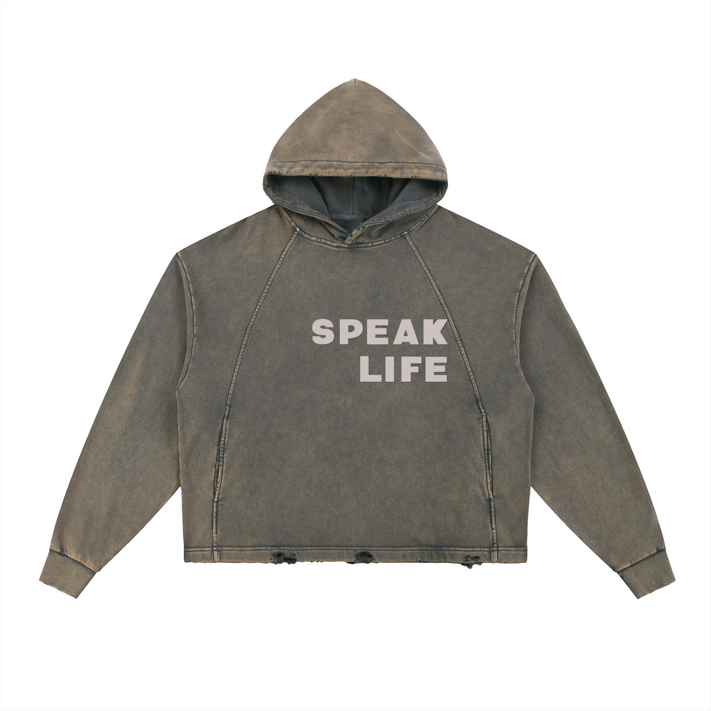 Speak Life - Vintage Washed Frayed-Hem Hoodie