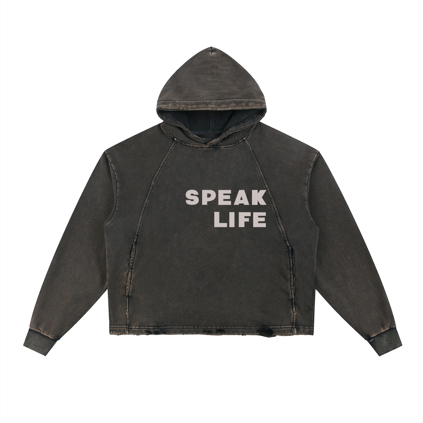 Speak Life - Vintage Washed Frayed-Hem Hoodie
