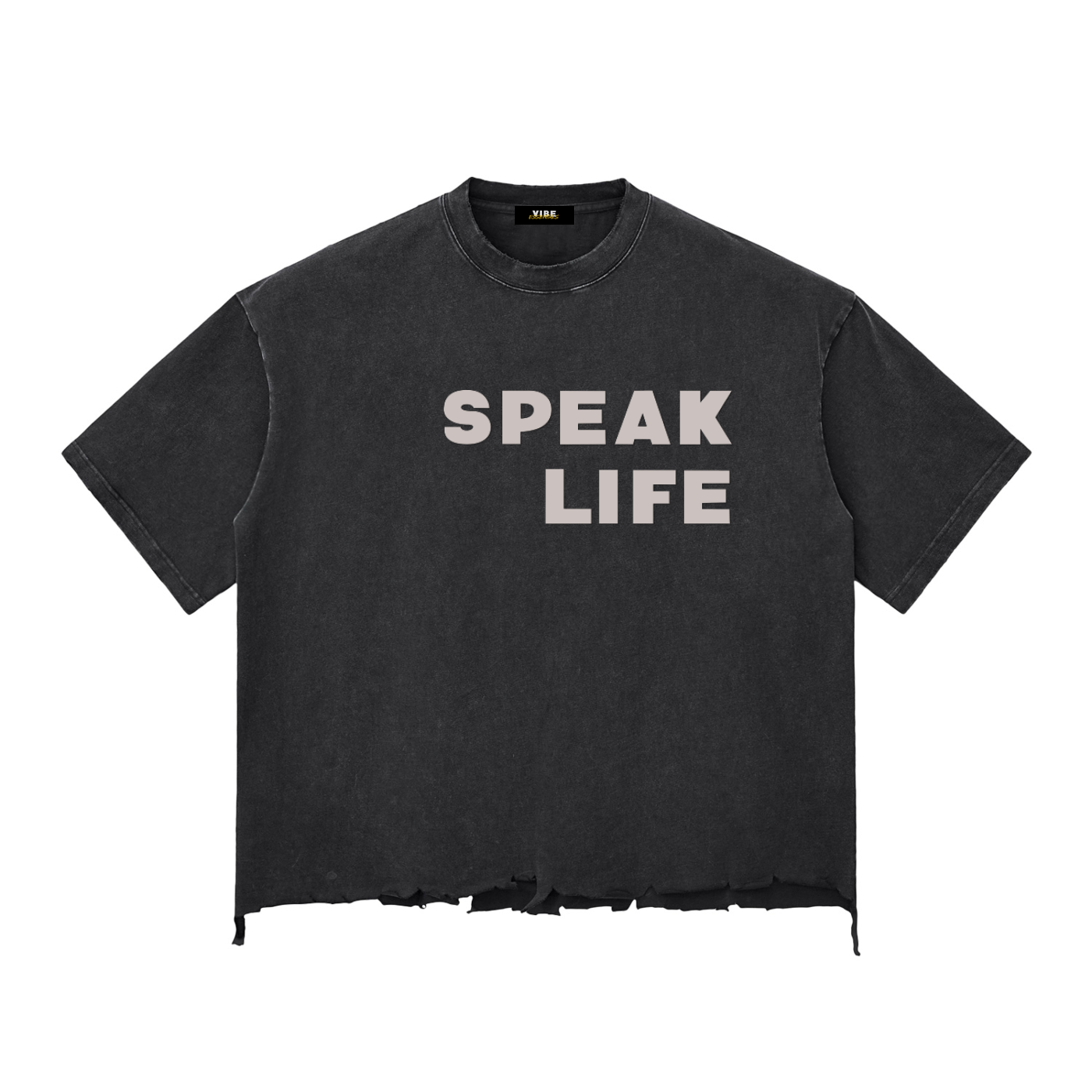 Speak Life - Snow Wash Raw-Hem Boxy T-shirt